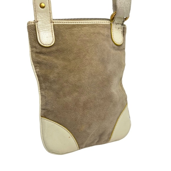 JUICY COUTURE Velour Beige Tan Cream Y2L Crossbody Shoulder Bag Purse Tote Charm - Picture 2 of 16